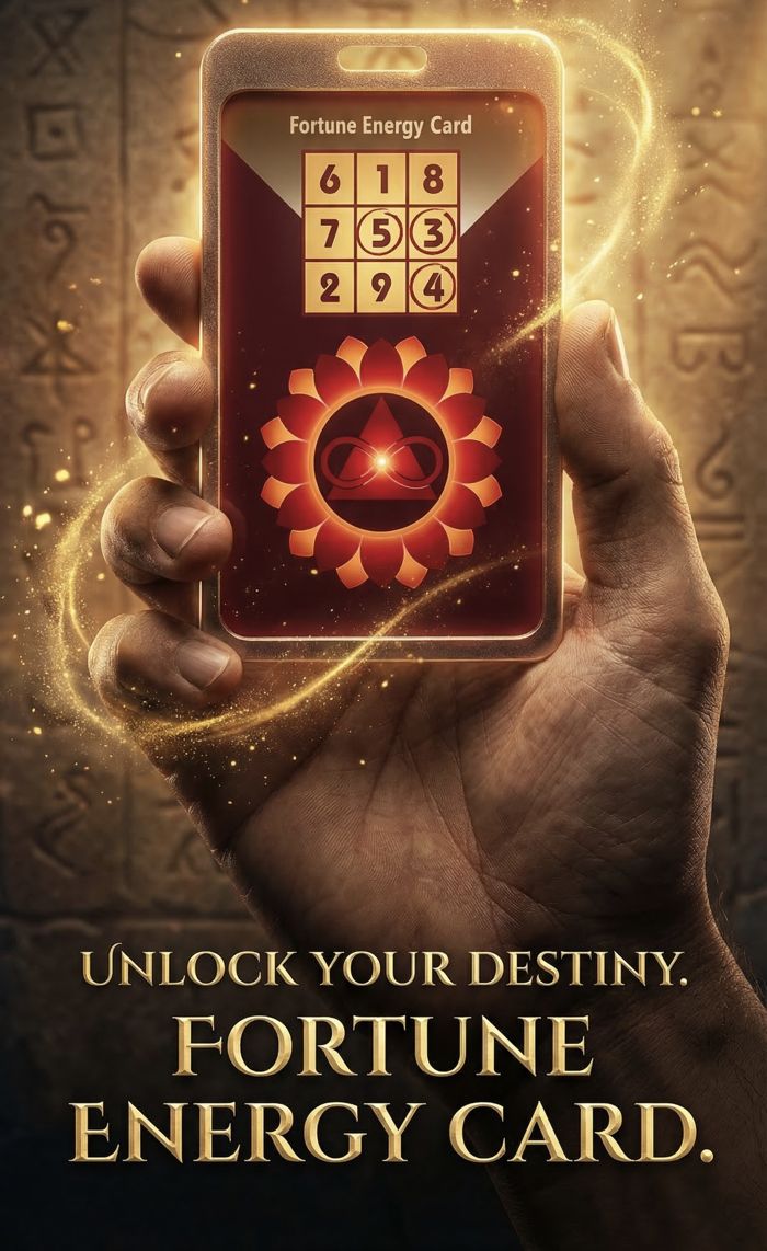 Fortune Energy Card front — personalised numerology grid
